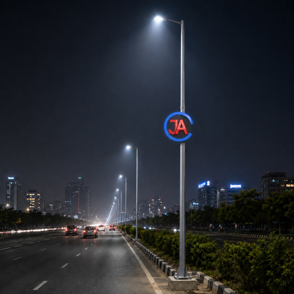Tapered octagonal street light pole manufacturer Ahmedabad Gujarat India
